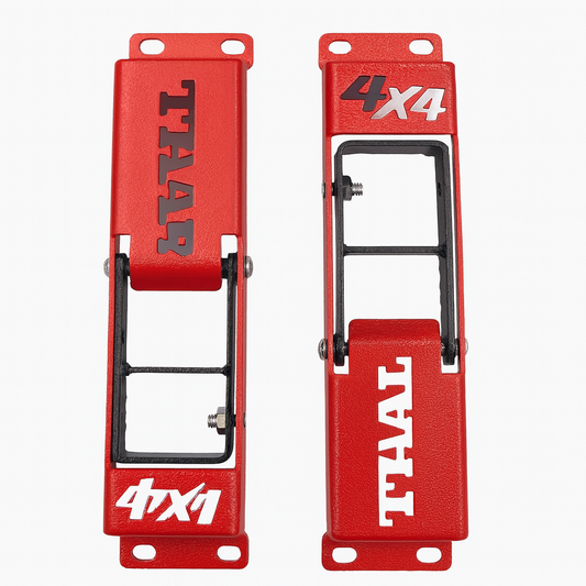 Two red metal brackets with 'T4AR' branding on a white background