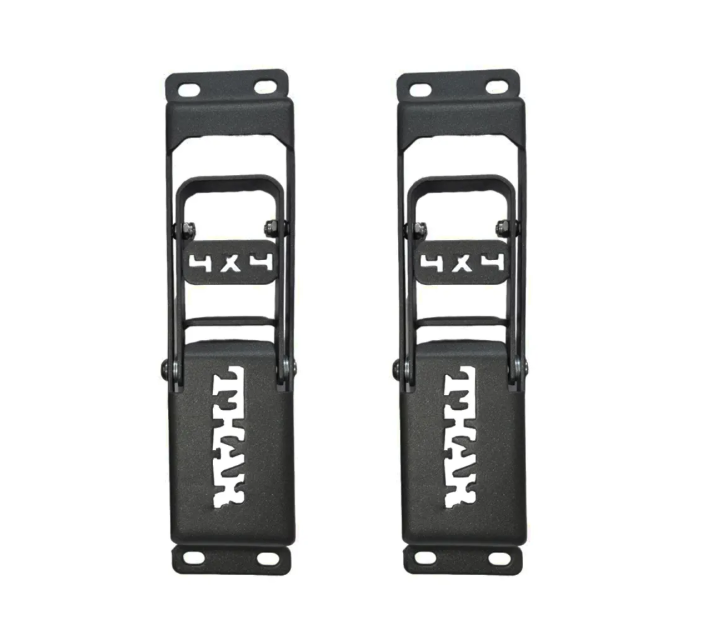 Two black metal latches with 'THAT' branding on a white background