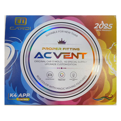 ACVENT product packaging with colorful design and text on a white background