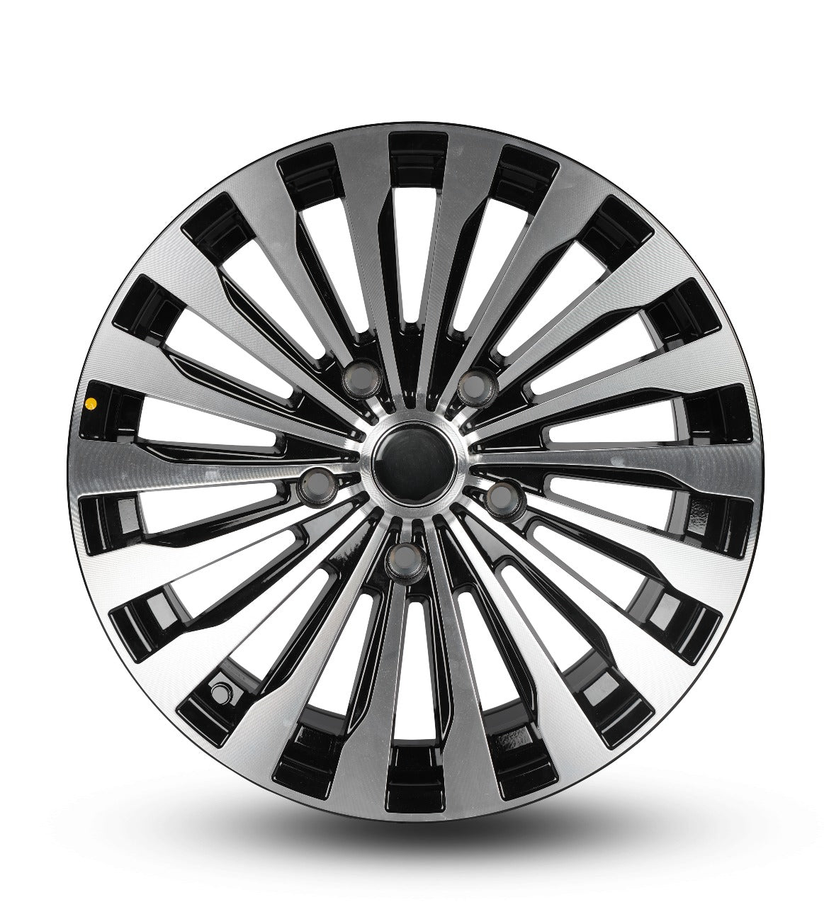 Chrome car wheel rim on a white background