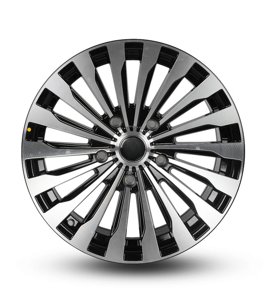 Chrome car wheel rim on a white background