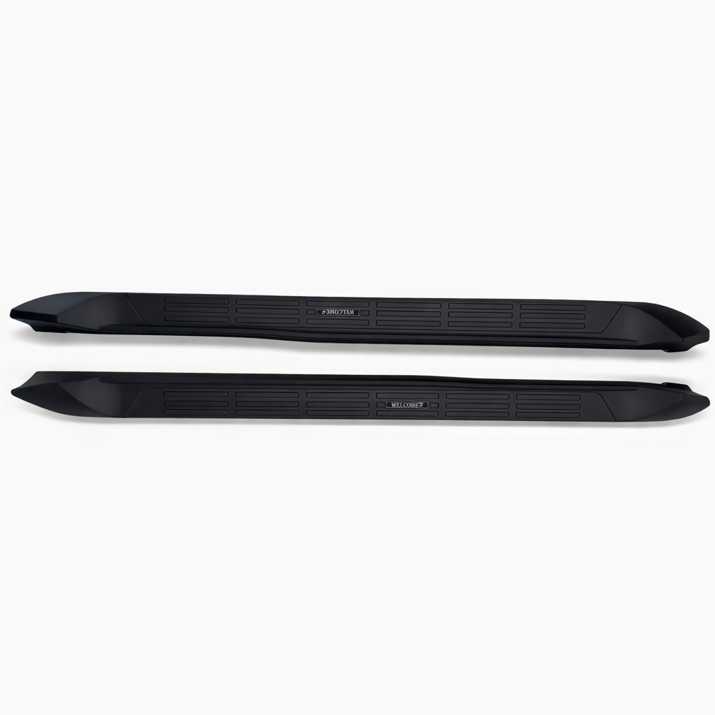 Two black car side steps on a white background
