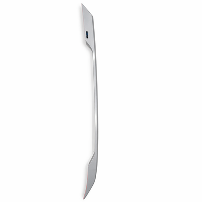 White rectangular object with a curved edge on a white background