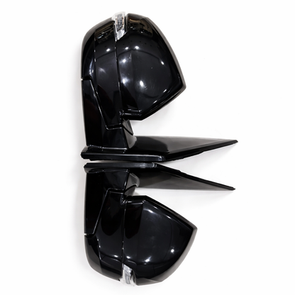 Black motorcycle side mirrors on a white background