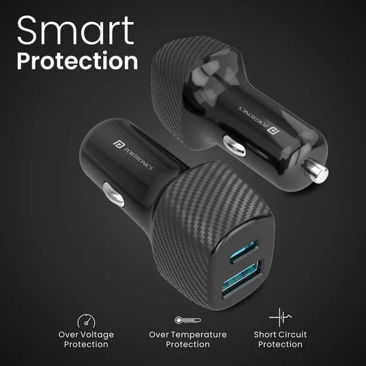 Portronics 51 W Turbo Car Charger  (Black)